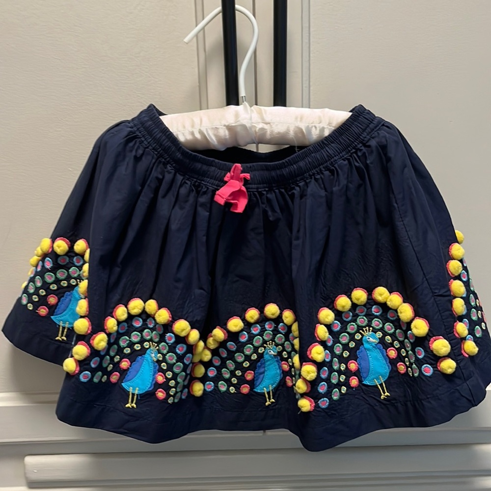 Mini Boden Peacock Appliqué Skirt